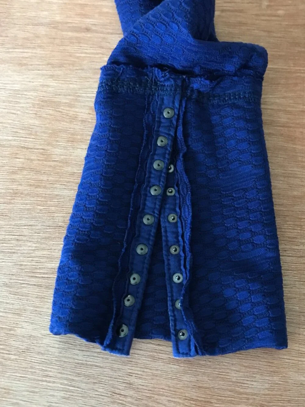 Free People Penny Wrap Top Women XL Blue Button Side Closure Long Sleeve Boho